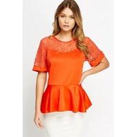 Lace Bodice Peplum Top