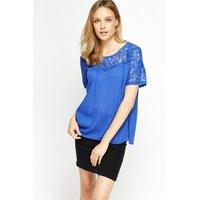 Lace Shoulder Cross Back T-Shirt