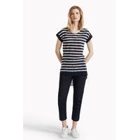 Lattice Stripe Woven Trim Top