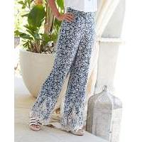 Lace Hem Printed Trousers Regular