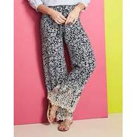 Lace Hem Printed Trousers Regular