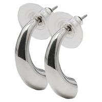 Ladies Curved Half Moon Drop Silver Tone Earrings Pierced Ears - Silver