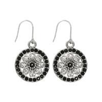 Ladies Diamante Drop Flower Earring Vintage Style Hook Earring - Silver