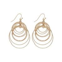 Ladies Textured gold tone circles earrings - Rose