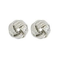 Ladies small silver twist knot stud earrings - Silver