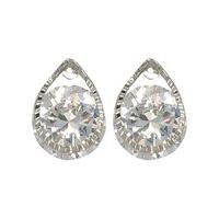 ladies diamante teardrop stud earrings 15cm silver