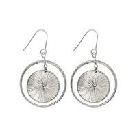 ladies disc hoop drop earrings silver