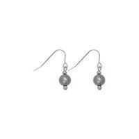 Ladies Classic Silver Grey Tone Pearl drop hook earrings - Grey