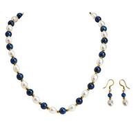 Lapis and Pearl Two-piece Jewellery Set - SAVE £10, Lapis