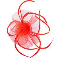 Lady\'s Linen Feather Fascinator Hat Headband for Wedding Party Headband