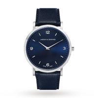 Larsson & Jennings Unisex Lugano 38mm Silver And Navy Watch