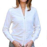 Ladies Full Zip Lined Sweater - Cream