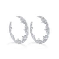 Large White Gold and Diamond Hoop Earrings
