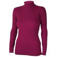 ladies knit roll neck sweater raspberry