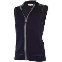 Ladies Full Zip Lined Sleeveless Sweater - Black