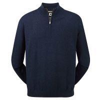 lambswool lined 12 zip pullover navy