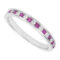 ladies 9ct white gold diamond and ruby wedding ring