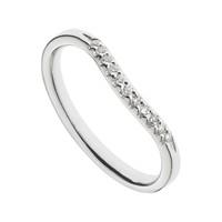 Ladies\' 9ct white gold diamond-set shaped wedding ring