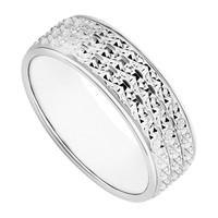 Ladies\' 9ct white gold three row sparkle cut wedding ring