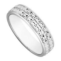 Ladies\' 9ct white gold two row sparkle cut wedding ring