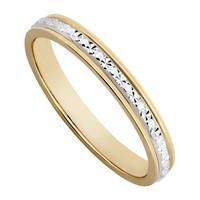 ladies 9ct two colour gold one row sparkle cut wedding ring