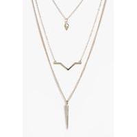Layered Spike And Bar Necklace - gold