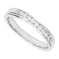 Ladies\' platinum 0.20 carat diamond crossover wedding ring