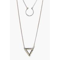 Layered Triangle Pendant Necklace - rose gold