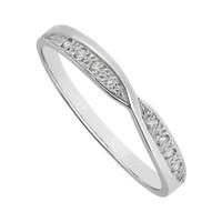 Ladies\' 18ct white gold diamond shaped crossover wedding ring