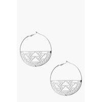 Lazer Cut Geo Hoop Earrings - silver