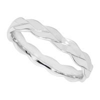 Ladies\' 9ct white gold twist wedding ring