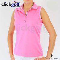 Ladies Sleeveless Contrast Trim Shirt - Candy/White