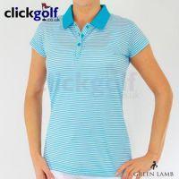 ladies striped mercerised shirt whitelagoon blue