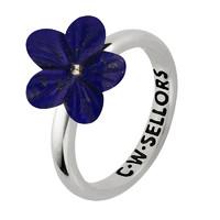 Lapis Ring Tuberose Pansy Silver