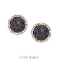 Ladies Fossil Rose Gold Plated Shimmer Glass Stone Stud Earrings JF02497791