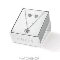 ladies guess rhodium plated earring necklace set ubs82123