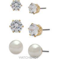 Ladies Anne Klein Gold Plated Set of 3 Stud Earrings 60458088-887