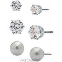 ladies anne klein silver plated set of 3 stud earrings 60458086 g03