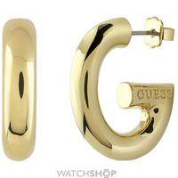 ladies guess gold plated gisele bold g heart stud earrings ube83013