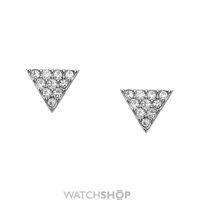 ladies fossil silver plated triangle stud earrings jf02399040