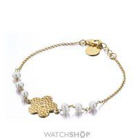 Ladies Shimla PVD Gold plated Flower Bracelet With Pearls and Cz SH611