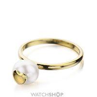 Ladies Shimla PVD Gold plated Size O Ring With Heart Fresh Water Pearl SH641