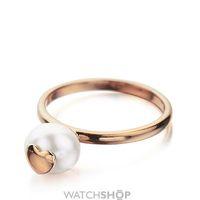 Ladies Shimla PVD rose plating Size O Ring With Heart Fresh Water Pearl SH642