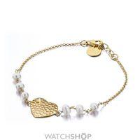 Ladies Shimla PVD Gold plated Heart Bracelet With Pearls and Cz SH613