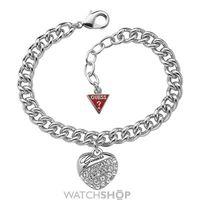 ladies guess rhodium plated bracelet ubb70205