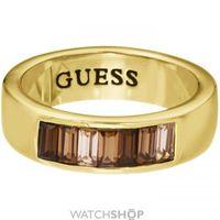 Ladies Guess PVD Gold plated Size N Channel Baguette Ring UBR51403-54