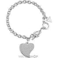 ladies guess rhodium plated bracelet ubb71533