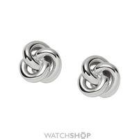 ladies fossil silver plated knot stud earrings jf01363040