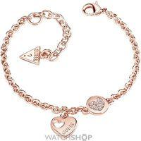 Ladies Guess Rose Gold Plated Heart Devotion Bracelet UBB82059-L