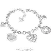 Ladies Guess Rhodium Plated Heart Devotion Bracelet UBB82048-L